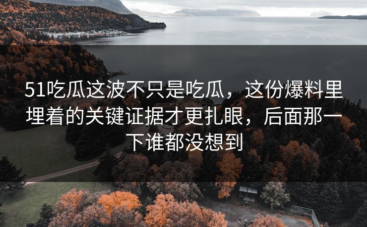 51吃瓜这波不只是吃瓜，这份爆料里埋着的关键证据才更扎眼，后面那一下谁都没想到